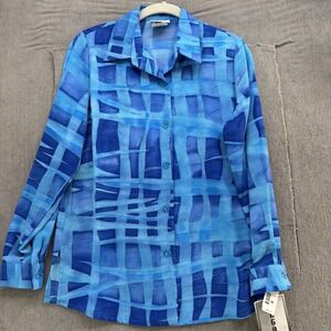 Vintage Regal Abstract Watercolor Blouse‎ Geometric Made USA Petite XS